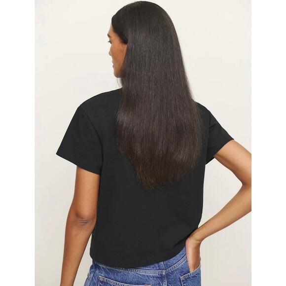 Reformation Black Organic Cotton Crew Neck T-Shirt XS Classic Short Sleeve Tee - Picture 7 of 11